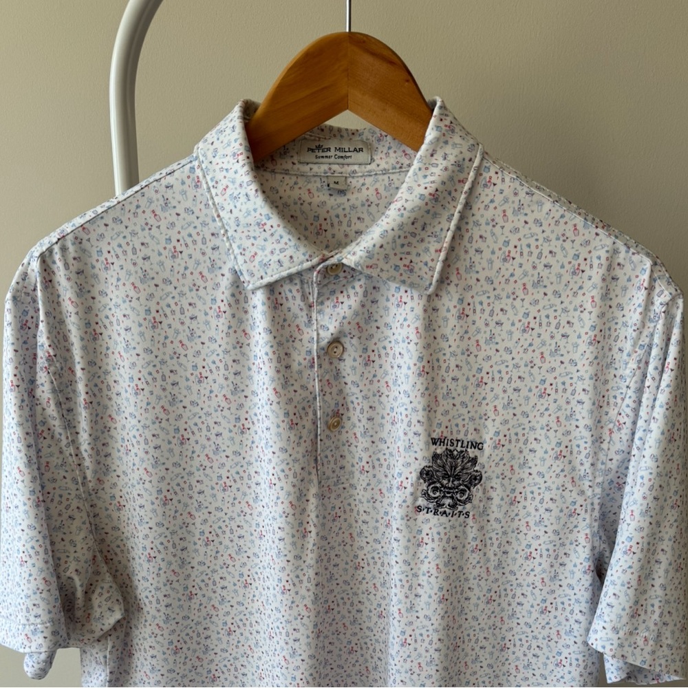 Peter Millar Summer Golf Polo Shirt Cocktail Mojito Blue Club Mixer